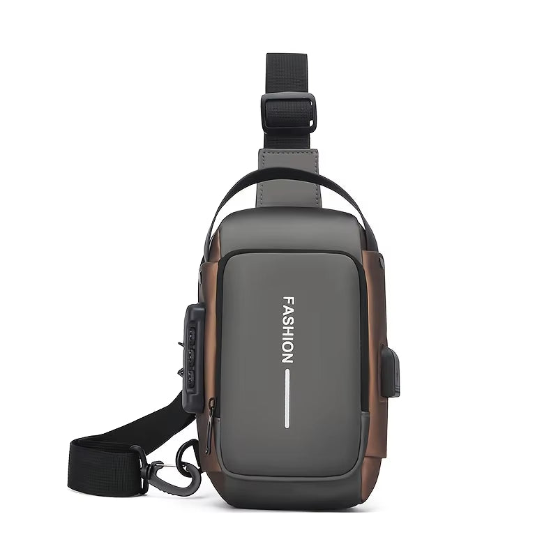 Durable Oxford Fabric Men'S Sling Bag - Stylish Motorcycle Crossbody Chest Pack with Phone Pocket, Zip Closure for Daily Commute