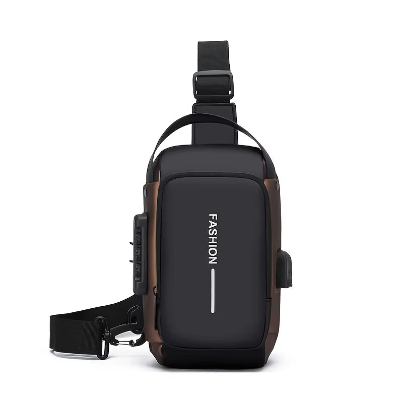 Durable Oxford Fabric Men'S Sling Bag - Stylish Motorcycle Crossbody Chest Pack with Phone Pocket, Zip Closure for Daily Commute
